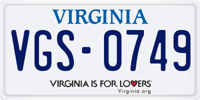 VA license plate VGS0749