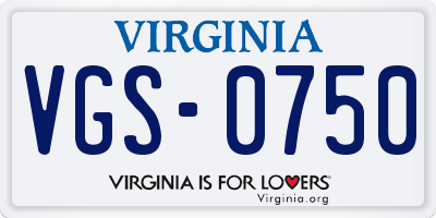 VA license plate VGS0750