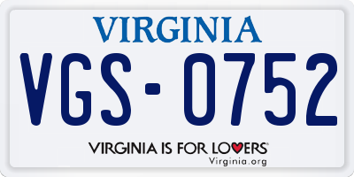 VA license plate VGS0752