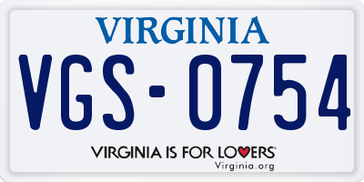 VA license plate VGS0754