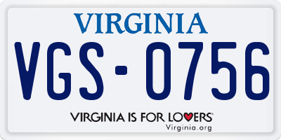 VA license plate VGS0756