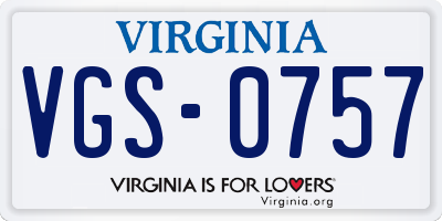 VA license plate VGS0757