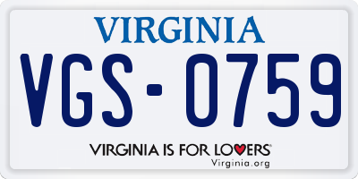 VA license plate VGS0759