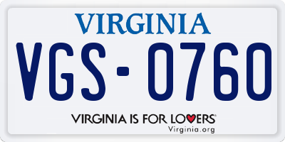 VA license plate VGS0760