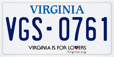 VA license plate VGS0761