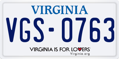 VA license plate VGS0763