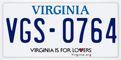 VA license plate VGS0764