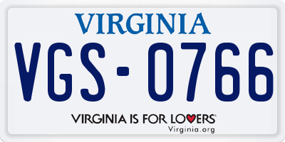 VA license plate VGS0766