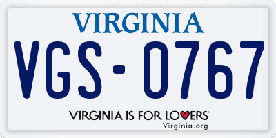 VA license plate VGS0767