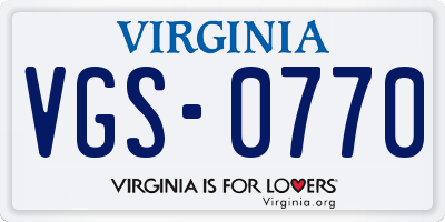 VA license plate VGS0770