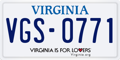 VA license plate VGS0771