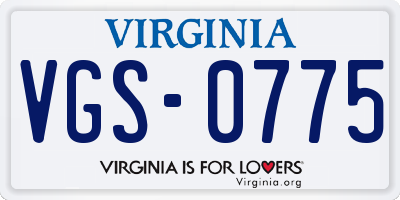 VA license plate VGS0775