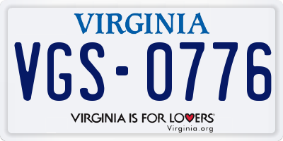 VA license plate VGS0776