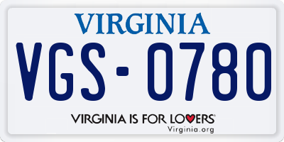 VA license plate VGS0780