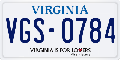 VA license plate VGS0784