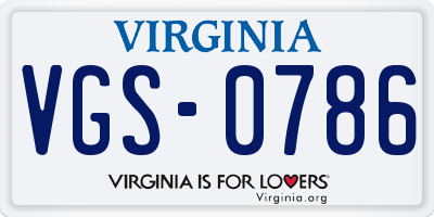 VA license plate VGS0786