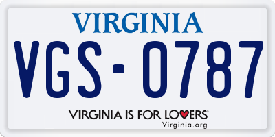 VA license plate VGS0787