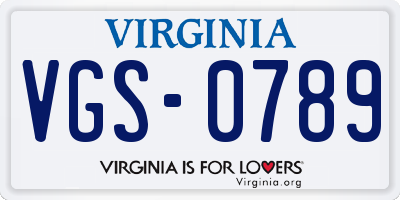 VA license plate VGS0789