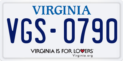 VA license plate VGS0790