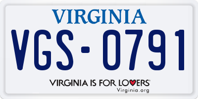 VA license plate VGS0791