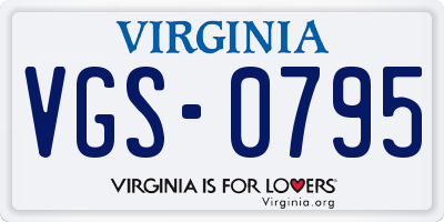 VA license plate VGS0795