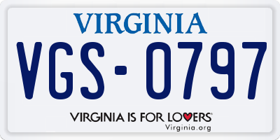 VA license plate VGS0797