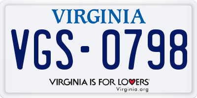 VA license plate VGS0798