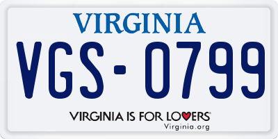 VA license plate VGS0799
