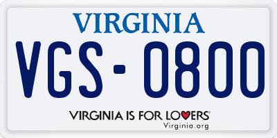 VA license plate VGS0800