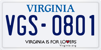 VA license plate VGS0801