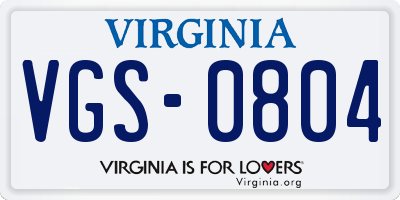 VA license plate VGS0804