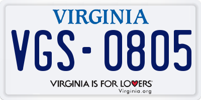 VA license plate VGS0805