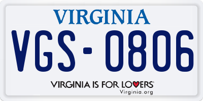 VA license plate VGS0806