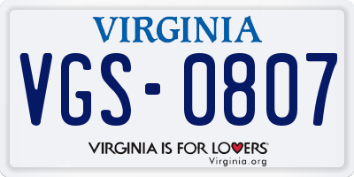 VA license plate VGS0807