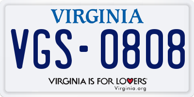VA license plate VGS0808