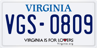VA license plate VGS0809