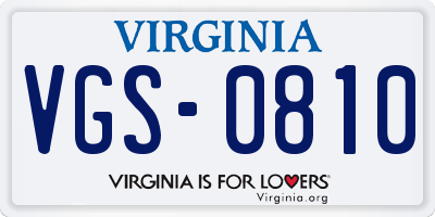 VA license plate VGS0810