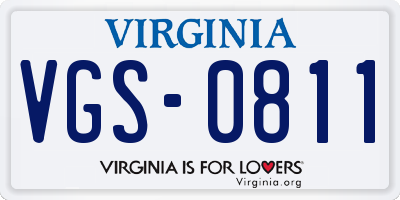 VA license plate VGS0811