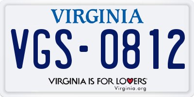 VA license plate VGS0812