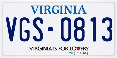 VA license plate VGS0813