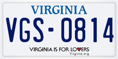 VA license plate VGS0814