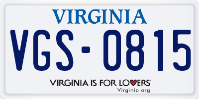 VA license plate VGS0815
