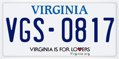 VA license plate VGS0817