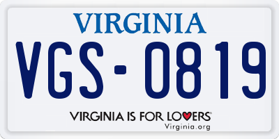 VA license plate VGS0819