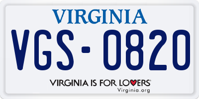 VA license plate VGS0820