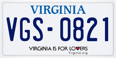 VA license plate VGS0821