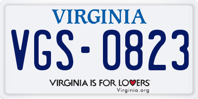 VA license plate VGS0823