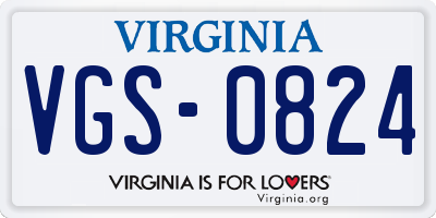 VA license plate VGS0824