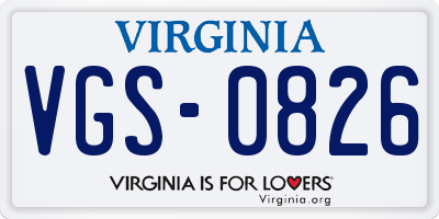VA license plate VGS0826