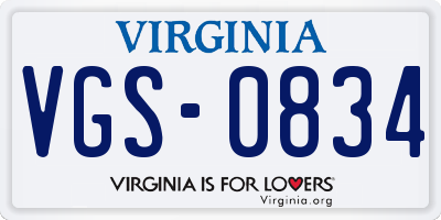 VA license plate VGS0834